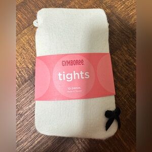 NWT Gymboree 12-24 months White Tights with Black Bows, Holiday 2007
